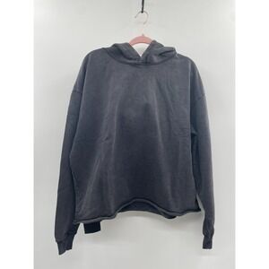 NWT Forgotten Faces Acid Washed Box Raw Hem Hoodie Men's Medium Black Oversized